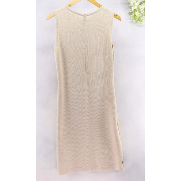 St. John Sheath Sleeveless Dress/Short Sleeve Jacket Knit Neutral Old Money 4P - Picture 6 of 16